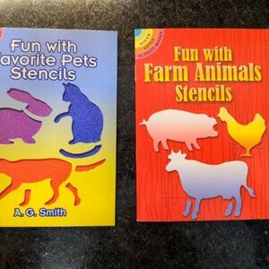 SET LOT OF 2 STENCILS DOVER FUN WITH FAVORITE PETS AND FARM ANIMALS TRACING